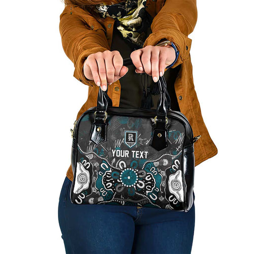 Personalized Port Adelaide Power Shoulder Handbag Aboriginal Dot Painting Graffiti Style