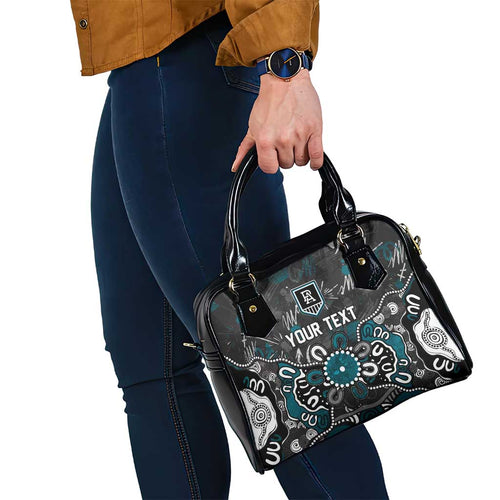 Personalized Port Adelaide Power Shoulder Handbag Aboriginal Dot Painting Graffiti Style