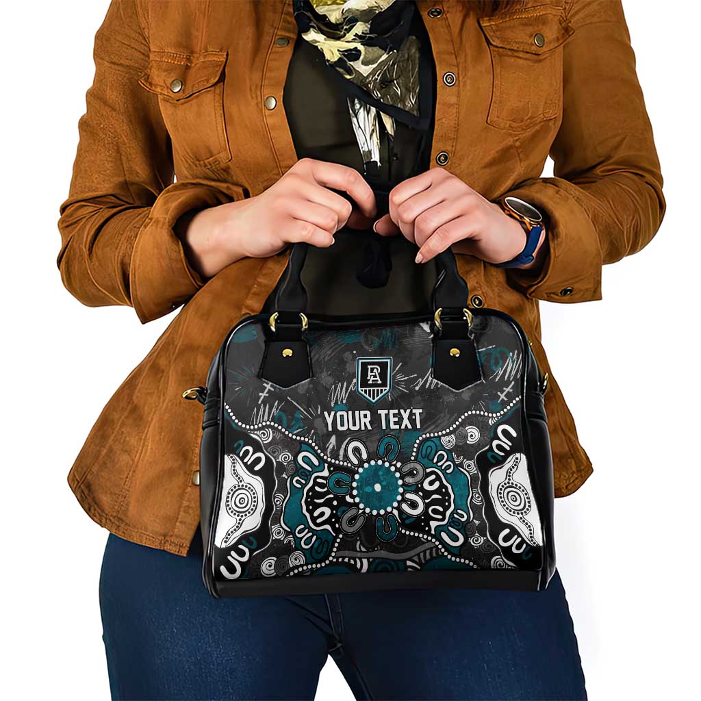 Personalized Port Adelaide Power Shoulder Handbag Aboriginal Dot Painting Graffiti Style