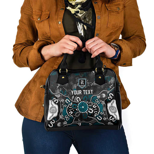 Personalized Port Adelaide Power Shoulder Handbag Aboriginal Dot Painting Graffiti Style
