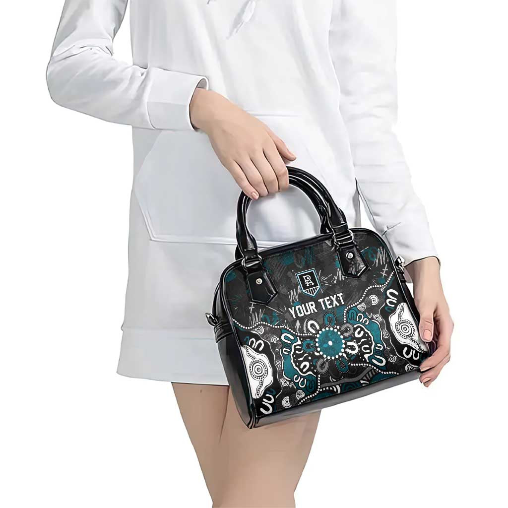 Personalized Port Adelaide Power Shoulder Handbag Aboriginal Dot Painting Graffiti Style