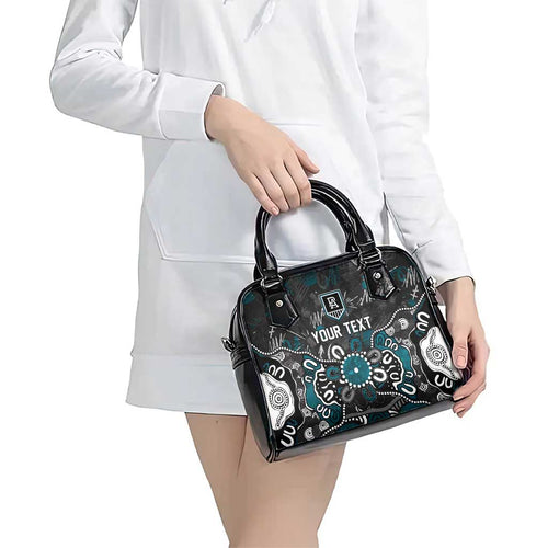 Personalized Port Adelaide Power Shoulder Handbag Aboriginal Dot Painting Graffiti Style