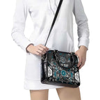 Personalized Port Adelaide Power Shoulder Handbag Aboriginal Dot Painting Graffiti Style