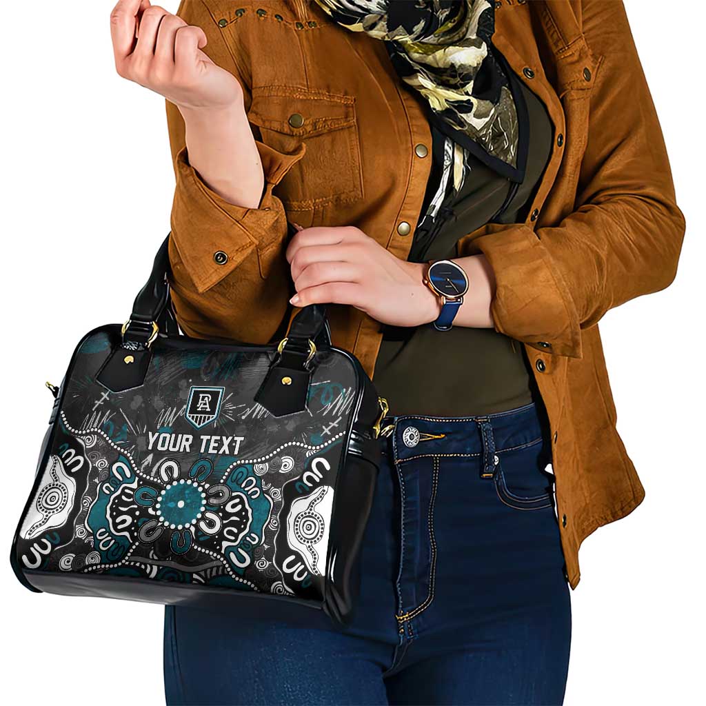 Personalized Port Adelaide Power Shoulder Handbag Aboriginal Dot Painting Graffiti Style
