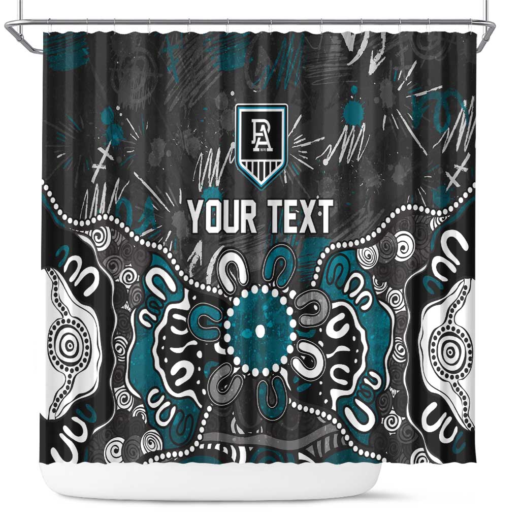Personalized Port Adelaide Power Shower Curtain Aboriginal Dot Painting Graffiti Style