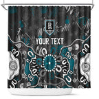 Personalized Port Adelaide Power Shower Curtain Aboriginal Dot Painting Graffiti Style