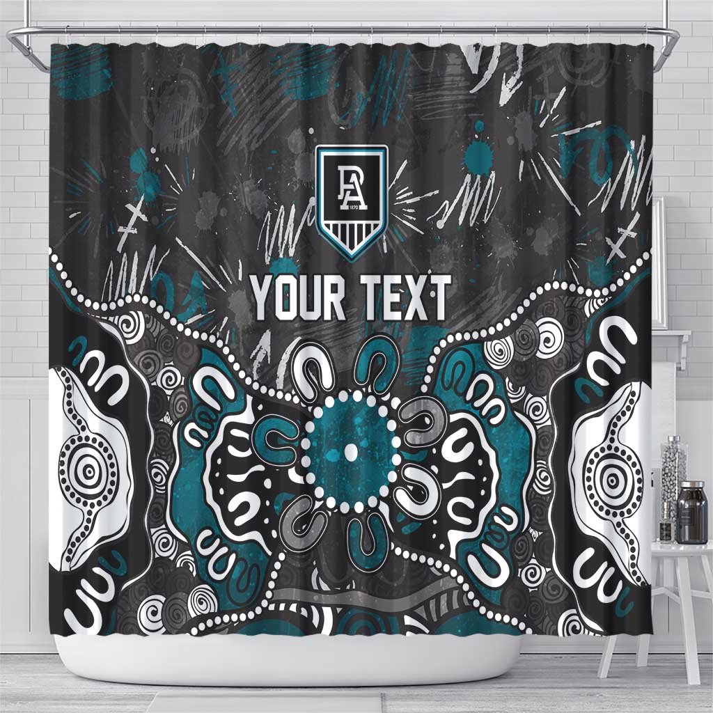 Personalized Port Adelaide Power Shower Curtain Aboriginal Dot Painting Graffiti Style