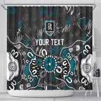 Personalized Port Adelaide Power Shower Curtain Aboriginal Dot Painting Graffiti Style