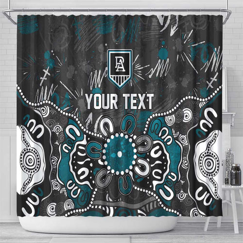 Personalized Port Adelaide Power Shower Curtain Aboriginal Dot Painting Graffiti Style
