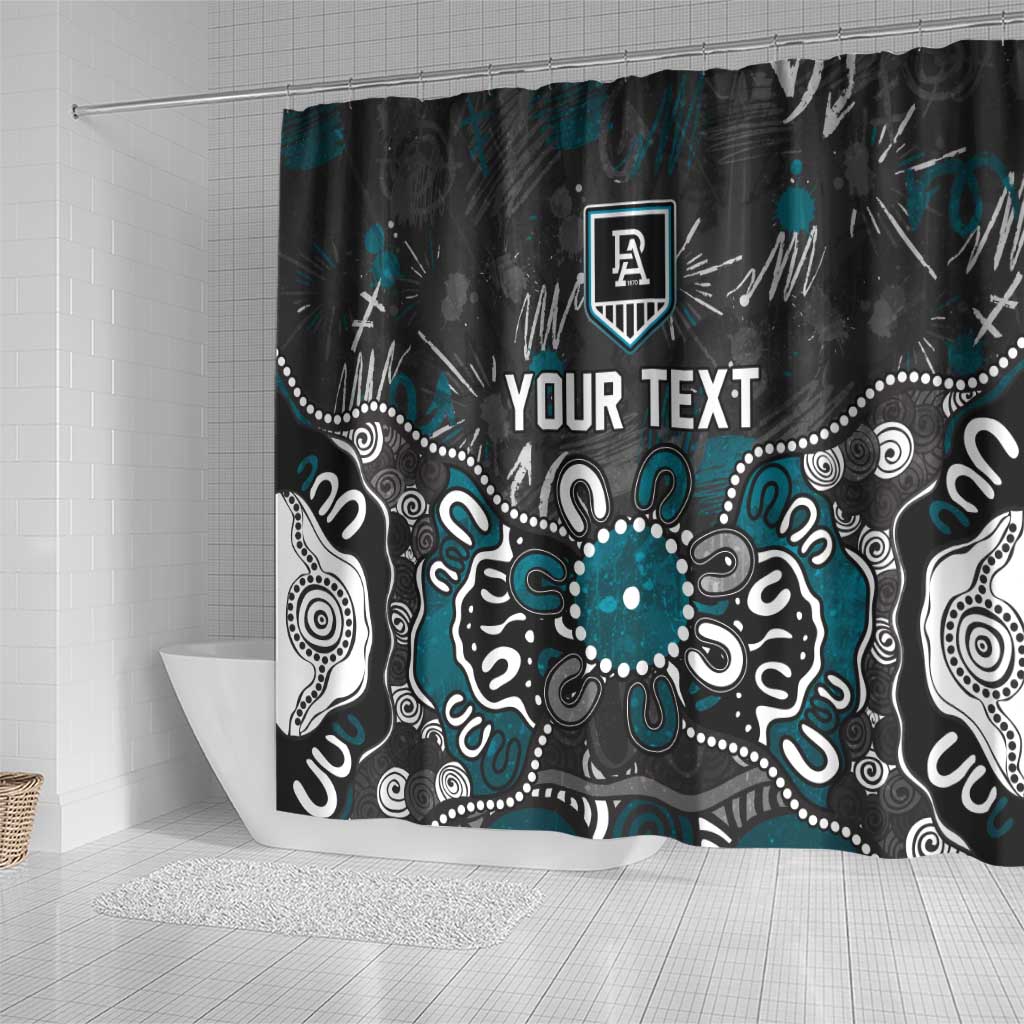 Personalized Port Adelaide Power Shower Curtain Aboriginal Dot Painting Graffiti Style