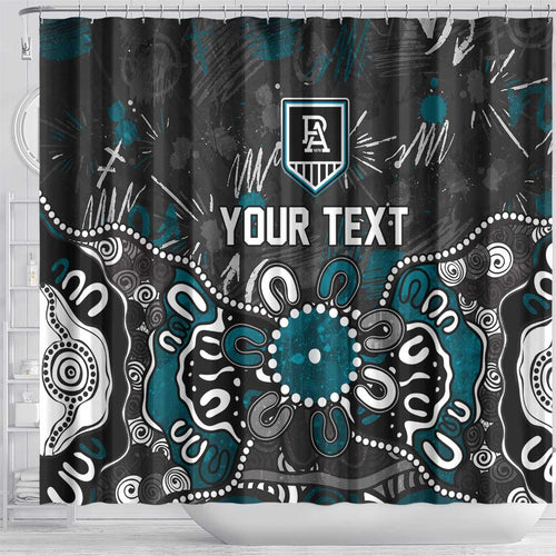 Personalized Port Adelaide Power Shower Curtain Aboriginal Dot Painting Graffiti Style