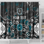 Personalized Port Adelaide Power Shower Curtain Aboriginal Dot Painting Graffiti Style