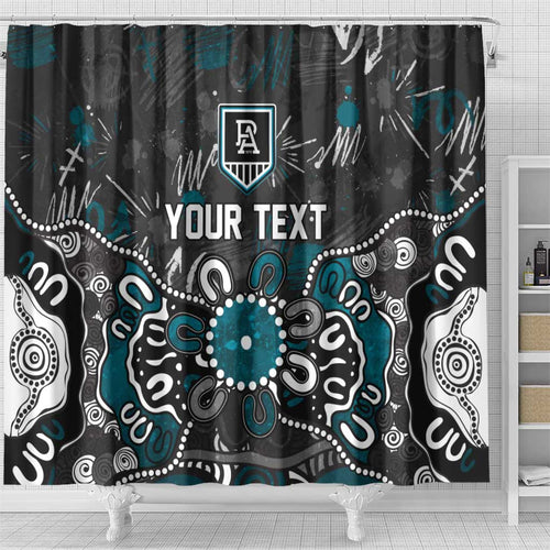 Personalized Port Adelaide Power Shower Curtain Aboriginal Dot Painting Graffiti Style