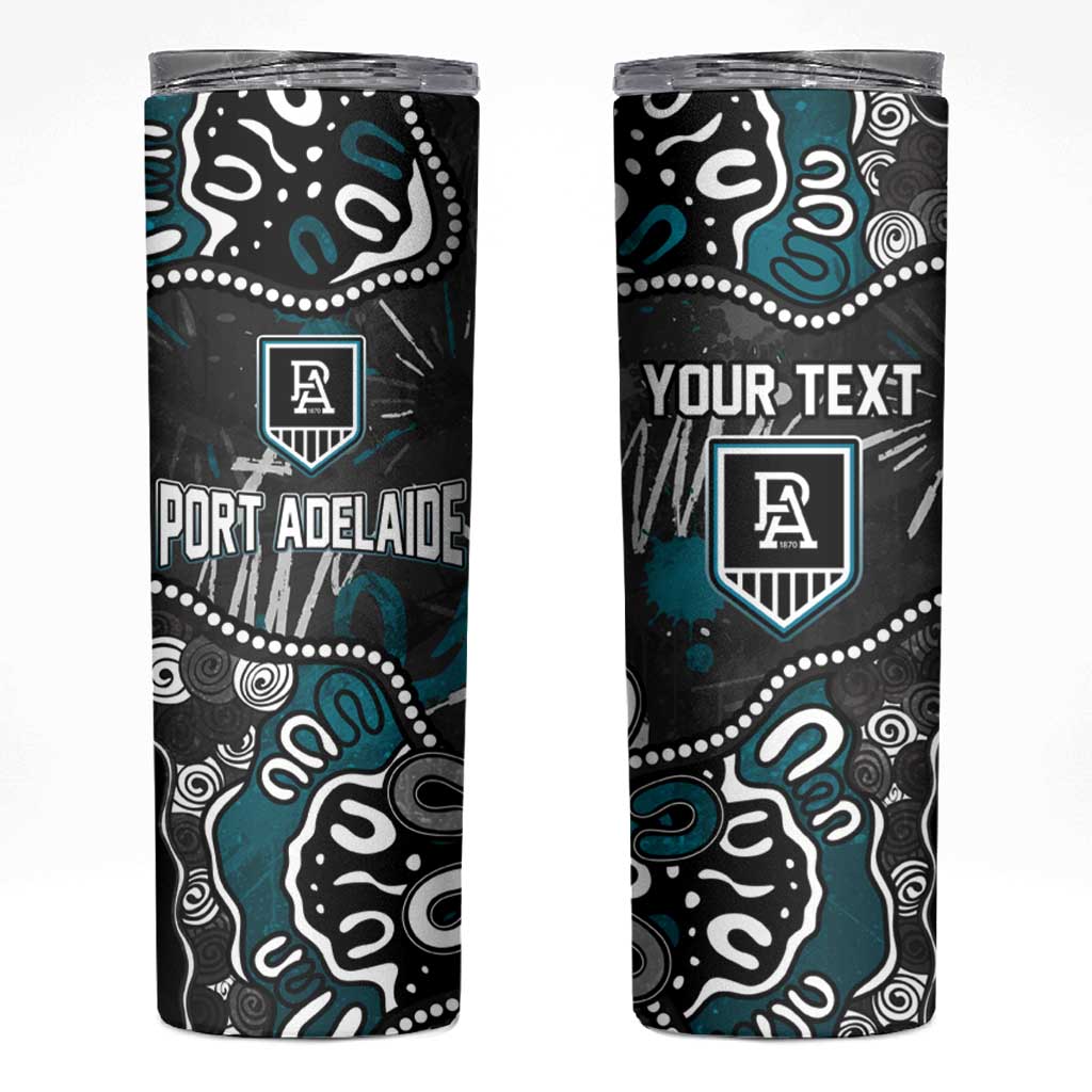 Personalized Port Adelaide Power Skinny Tumbler Aboriginal Dot Painting Graffiti Style