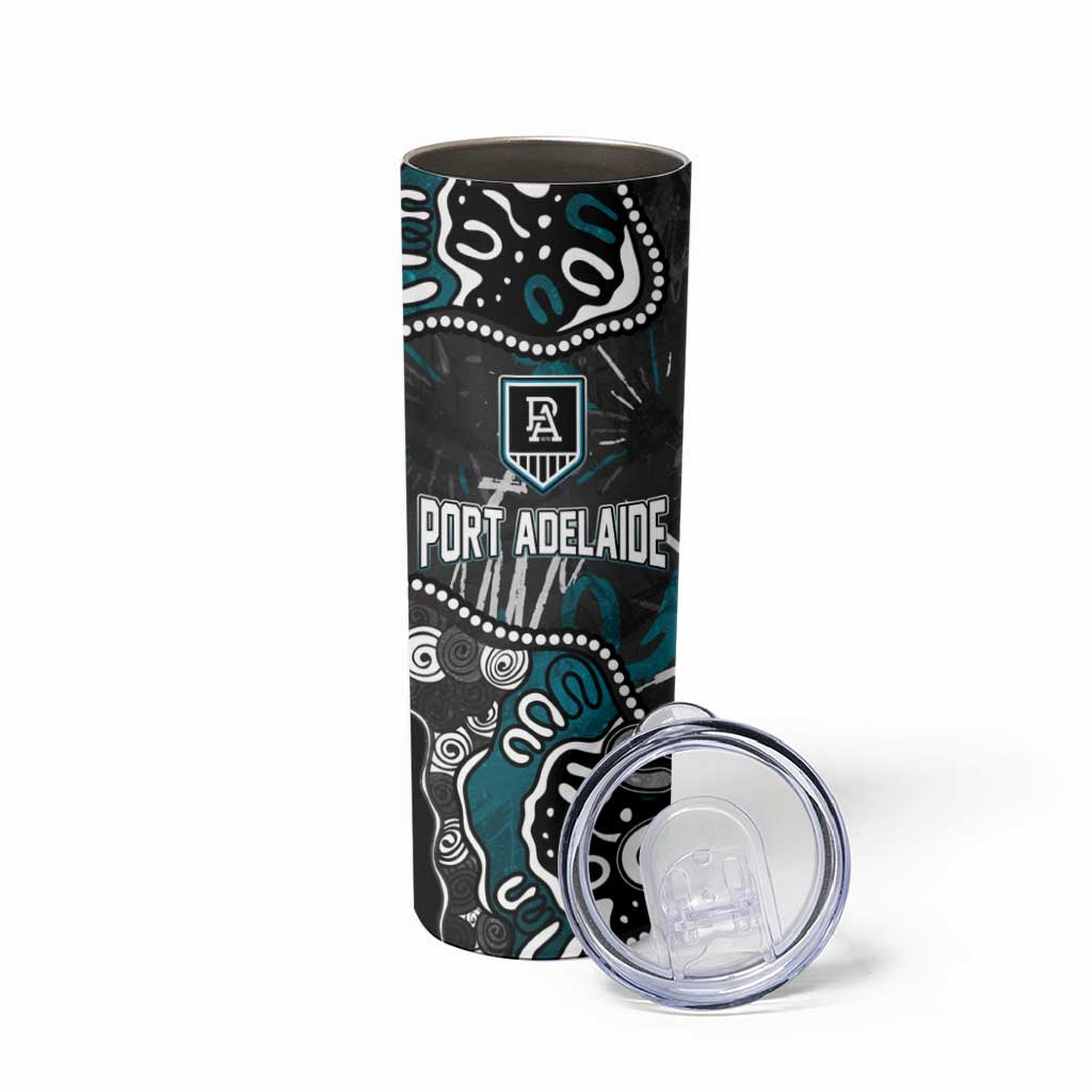 Personalized Port Adelaide Power Skinny Tumbler Aboriginal Dot Painting Graffiti Style