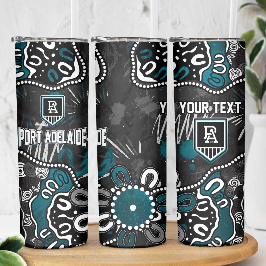 Personalized Port Adelaide Power Skinny Tumbler Aboriginal Dot Painting Graffiti Style