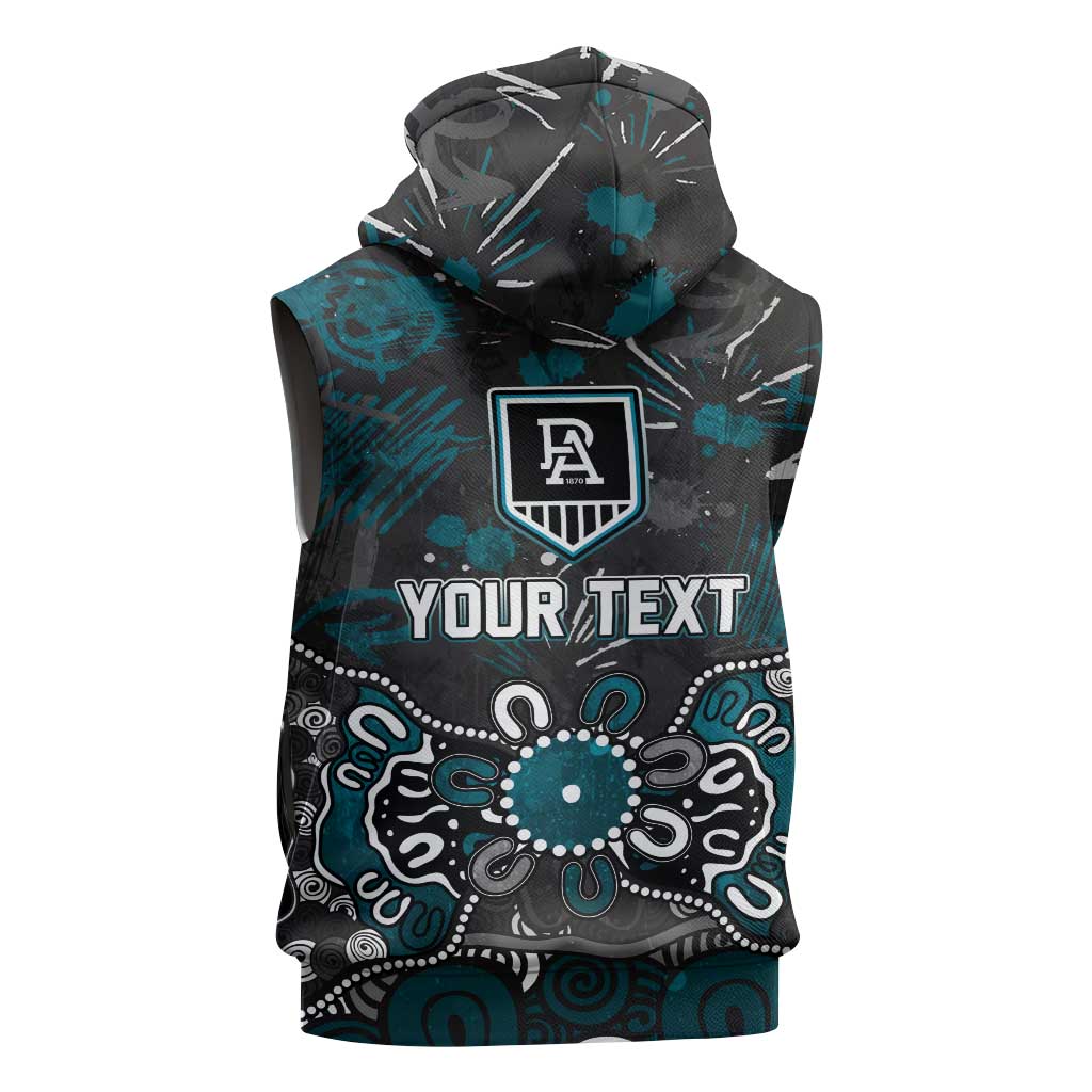 Personalized Port Adelaide Power Sleeveless Hoodie Aboriginal Dot Painting Graffiti Style