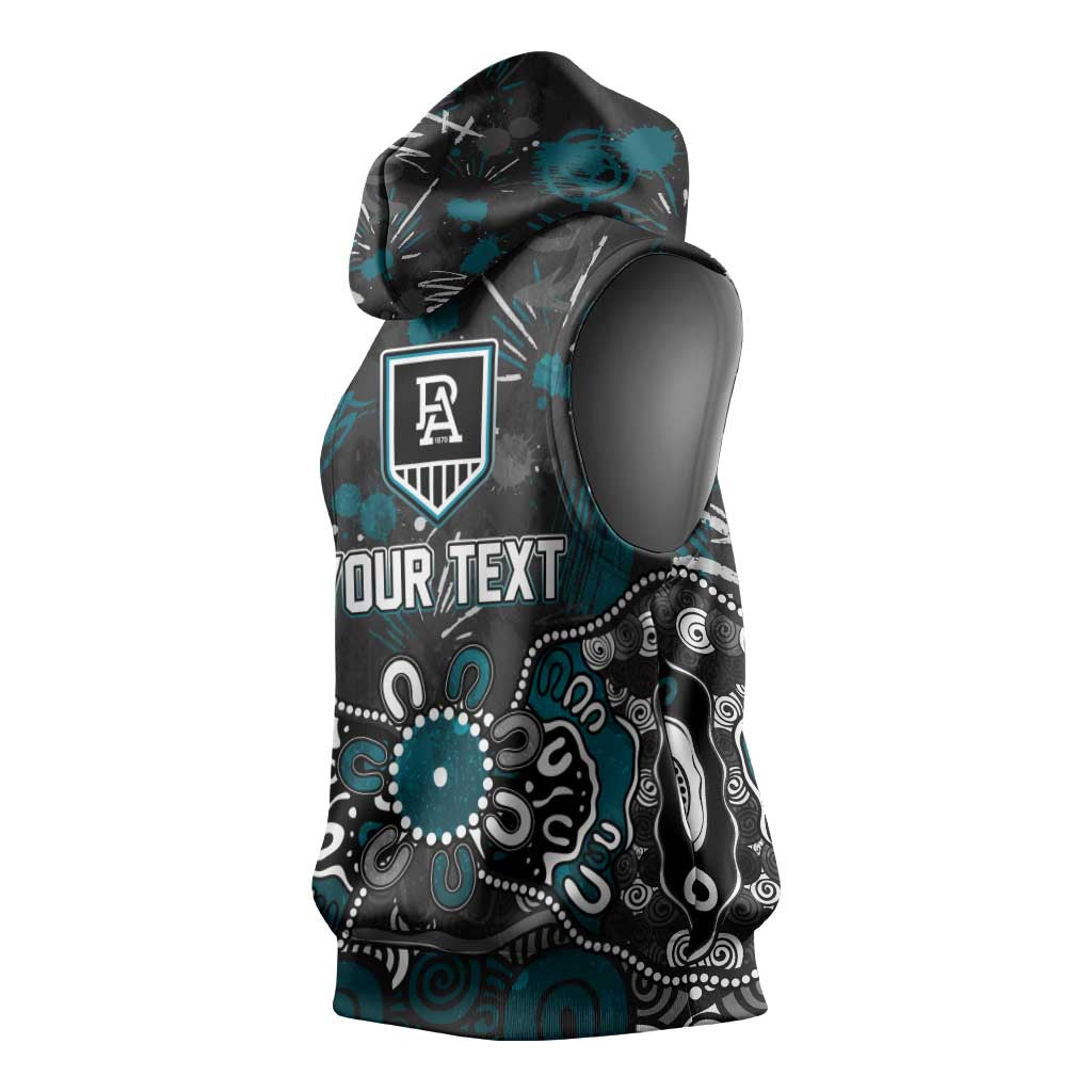 Personalized Port Adelaide Power Sleeveless Hoodie Aboriginal Dot Painting Graffiti Style
