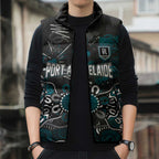 Personalized Port Adelaide Power Sleeveless Puffer Jacket Aboriginal Dot Painting Graffiti Style