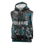 Personalized Port Adelaide Power Sleeveless Zip Hoodie Aboriginal Dot Painting Graffiti Style