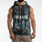 Personalized Port Adelaide Power Sleeveless Zip Hoodie Aboriginal Dot Painting Graffiti Style