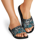 Personalized Port Adelaide Power Slide Sandals Aboriginal Dot Painting Graffiti Style