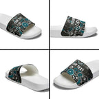 Personalized Port Adelaide Power Slide Sandals Aboriginal Dot Painting Graffiti Style