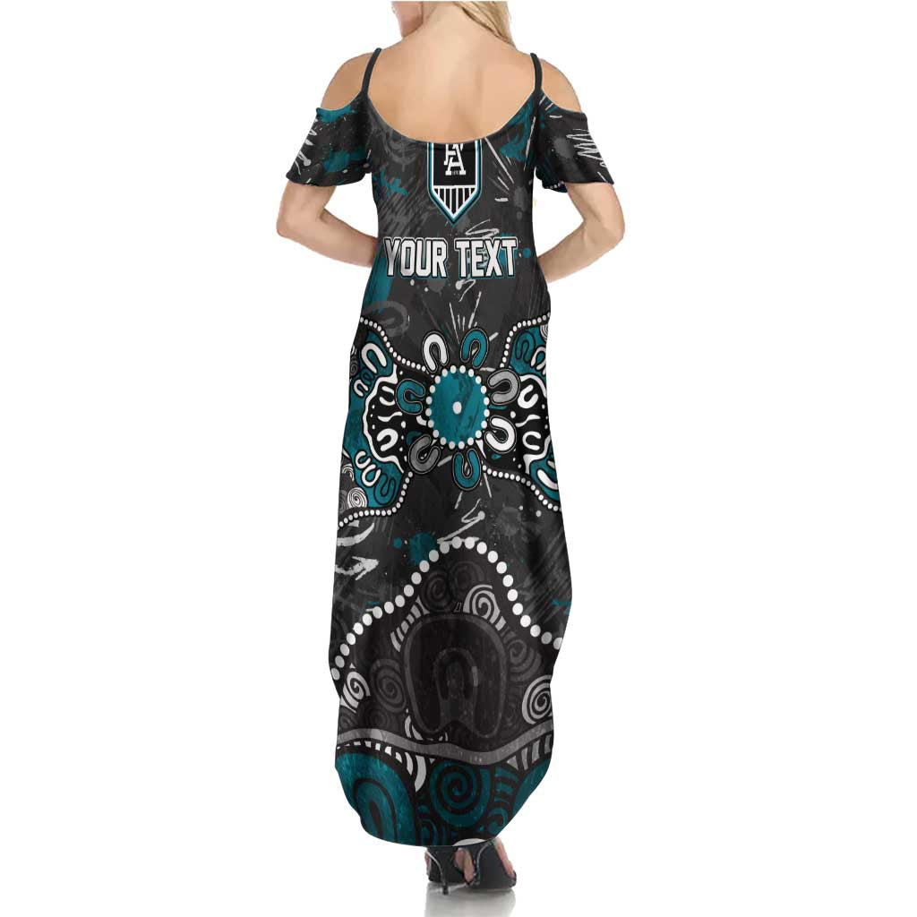 Personalized Port Adelaide Power Summer Maxi Dress Aboriginal Dot Painting Graffiti Style