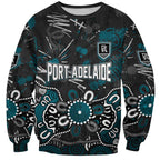 Personalized Port Adelaide Power Sweatshirt Aboriginal Dot Painting Graffiti Style