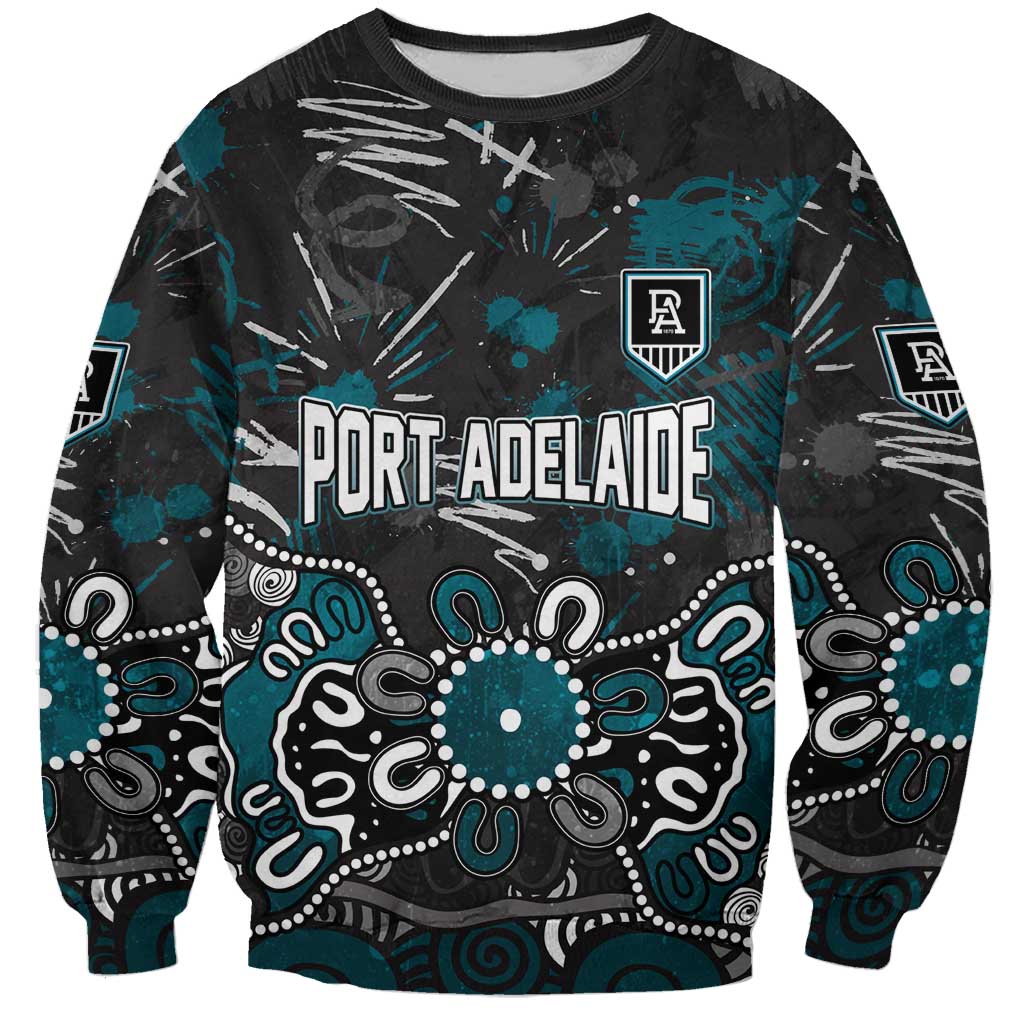 Personalized Port Adelaide Power Sweatshirt Aboriginal Dot Painting Graffiti Style