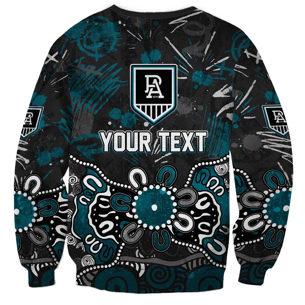Personalized Port Adelaide Power Sweatshirt Aboriginal Dot Painting Graffiti Style