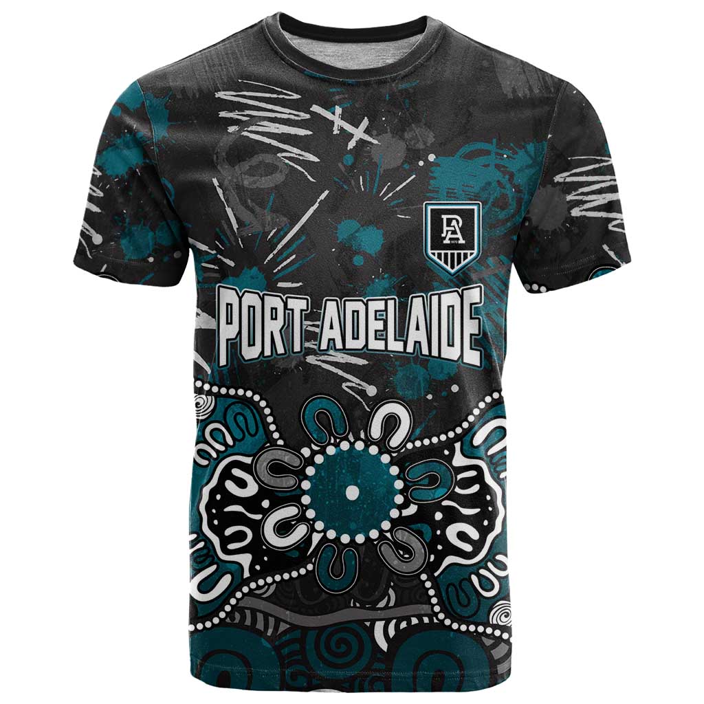 Personalized Port Adelaide Power T Shirt Aboriginal Dot Painting Graffiti Style