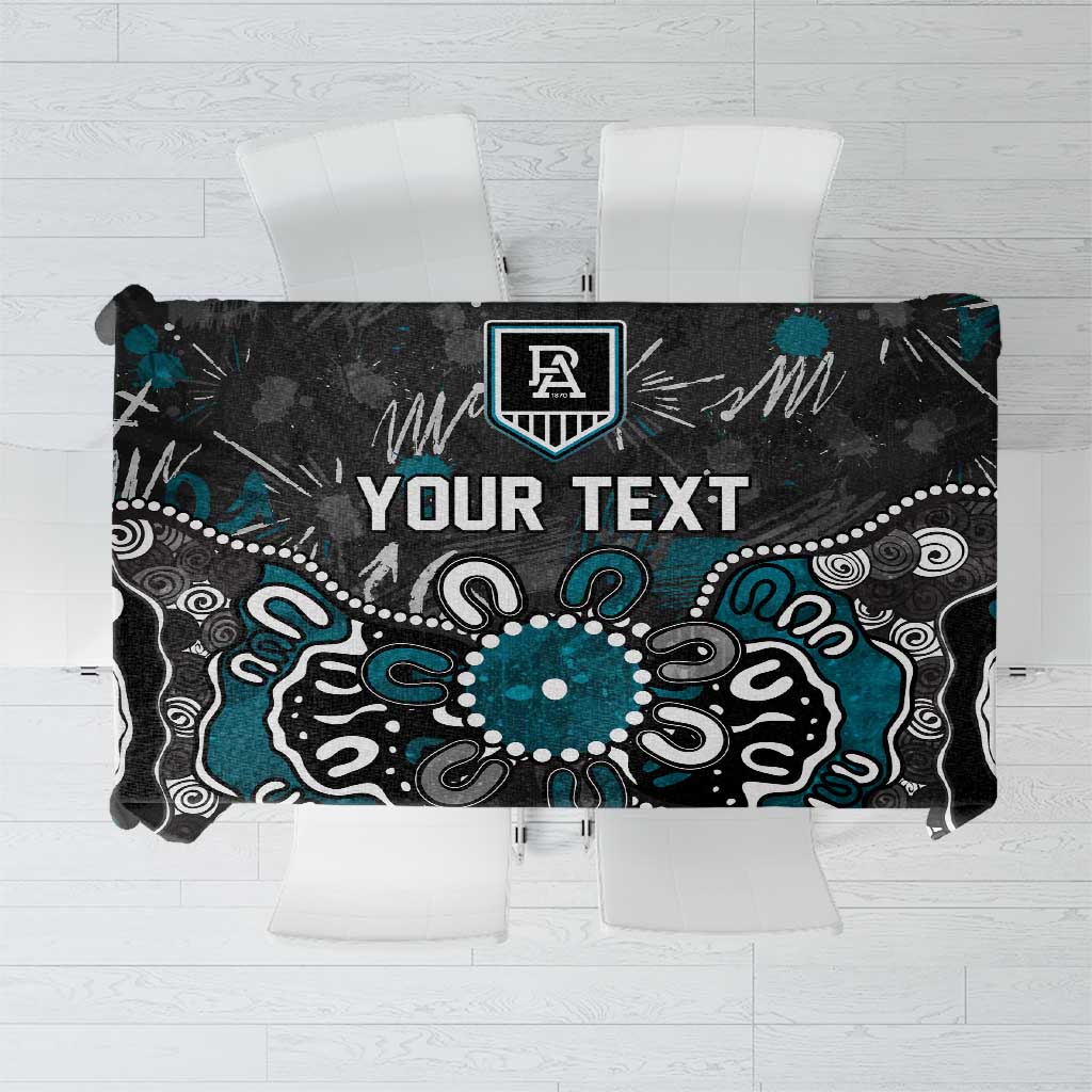 Personalized Port Adelaide Power Tablecloth Aboriginal Dot Painting Graffiti Style