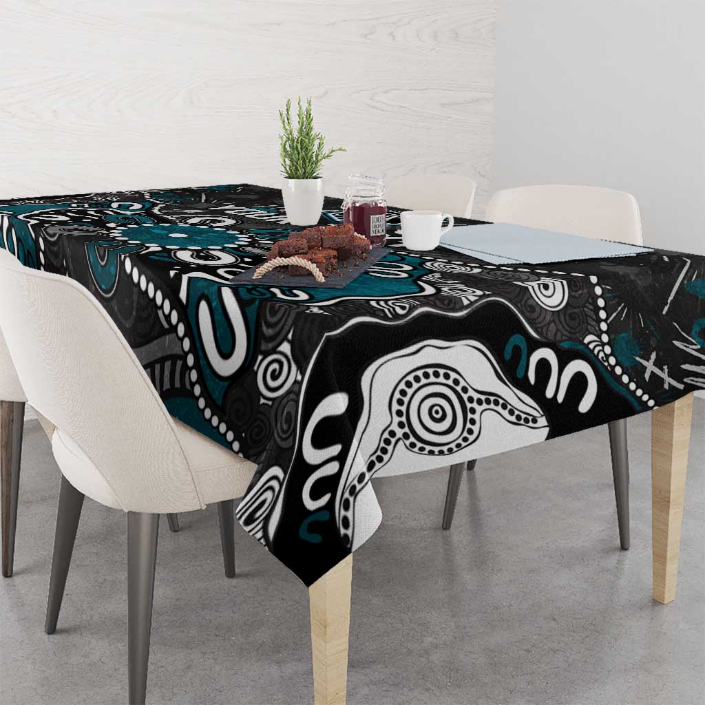 Personalized Port Adelaide Power Tablecloth Aboriginal Dot Painting Graffiti Style