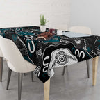 Personalized Port Adelaide Power Tablecloth Aboriginal Dot Painting Graffiti Style