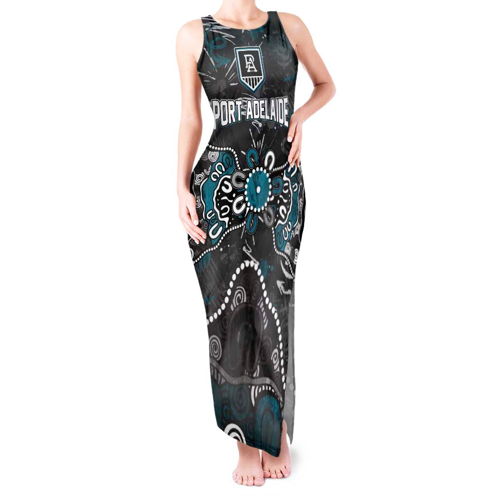 Personalized Port Adelaide Power Tank Maxi Dress Aboriginal Dot Painting Graffiti Style