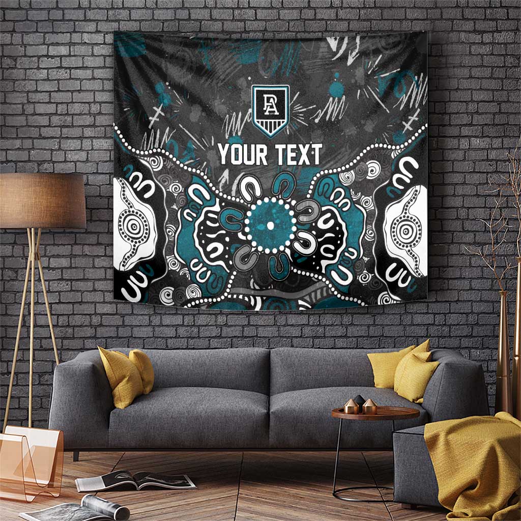 Personalized Port Adelaide Power Tapestry Aboriginal Dot Painting Graffiti Style