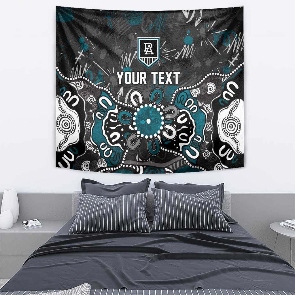 Personalized Port Adelaide Power Tapestry Aboriginal Dot Painting Graffiti Style