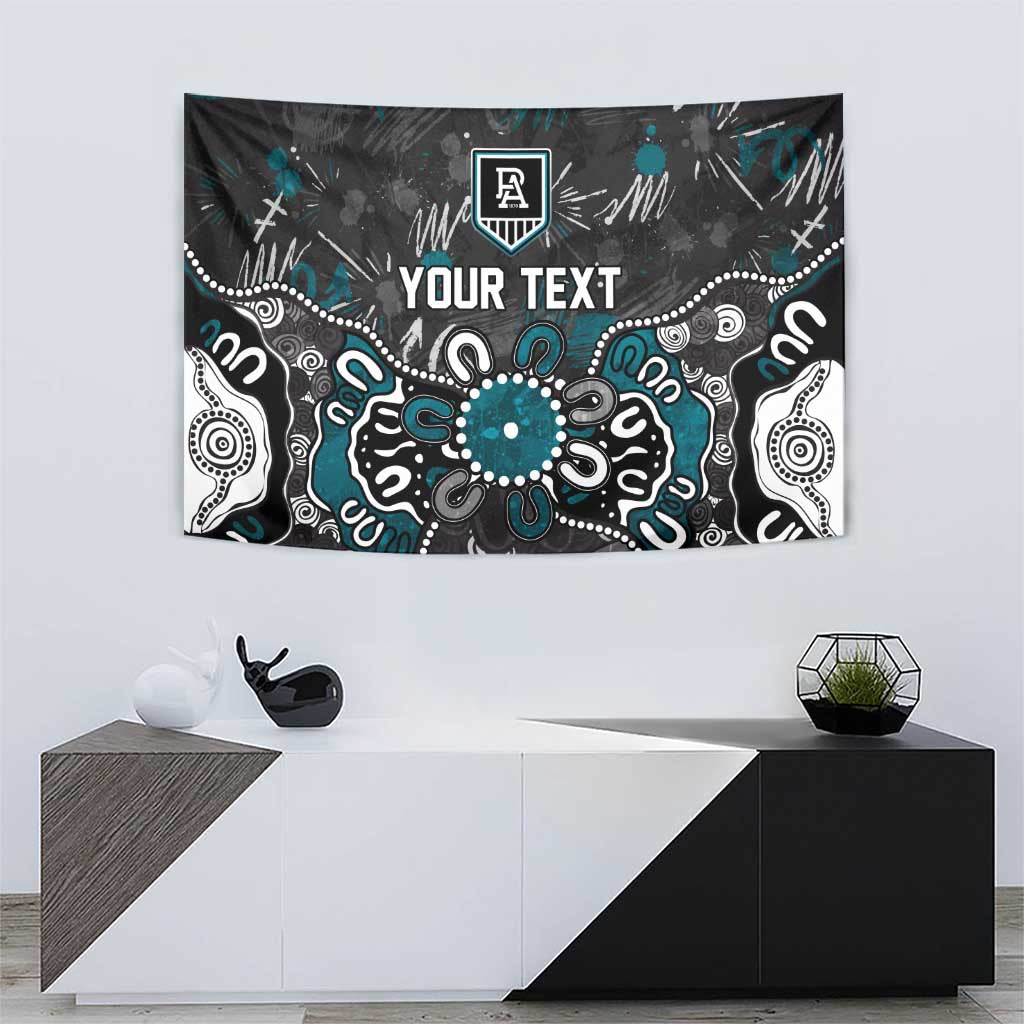 Personalized Port Adelaide Power Tapestry Aboriginal Dot Painting Graffiti Style