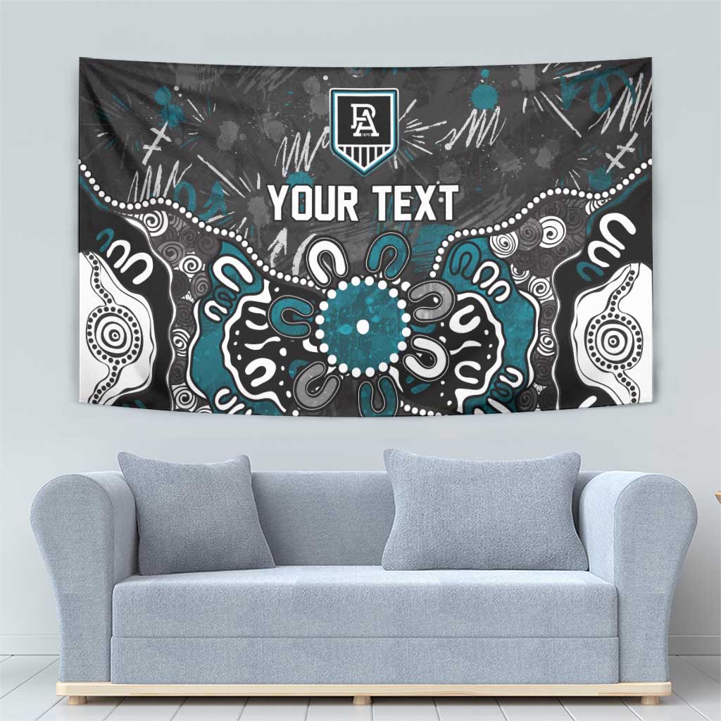 Personalized Port Adelaide Power Tapestry Aboriginal Dot Painting Graffiti Style