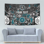 Personalized Port Adelaide Power Tapestry Aboriginal Dot Painting Graffiti Style