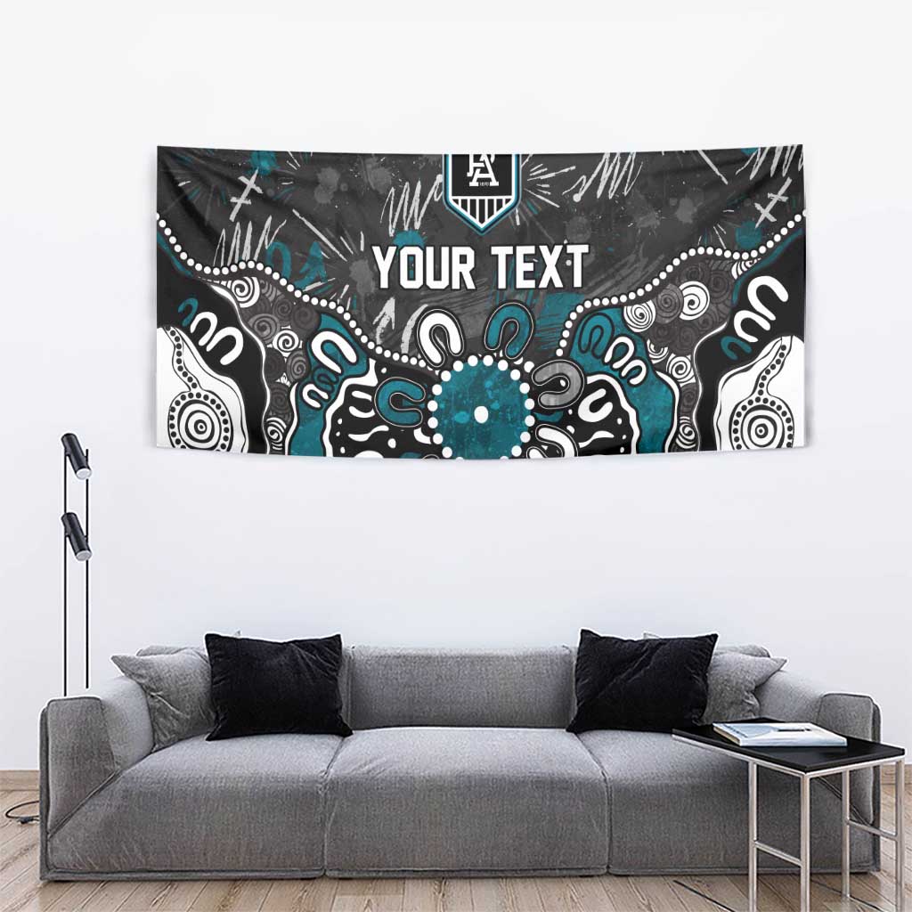 Personalized Port Adelaide Power Tapestry Aboriginal Dot Painting Graffiti Style