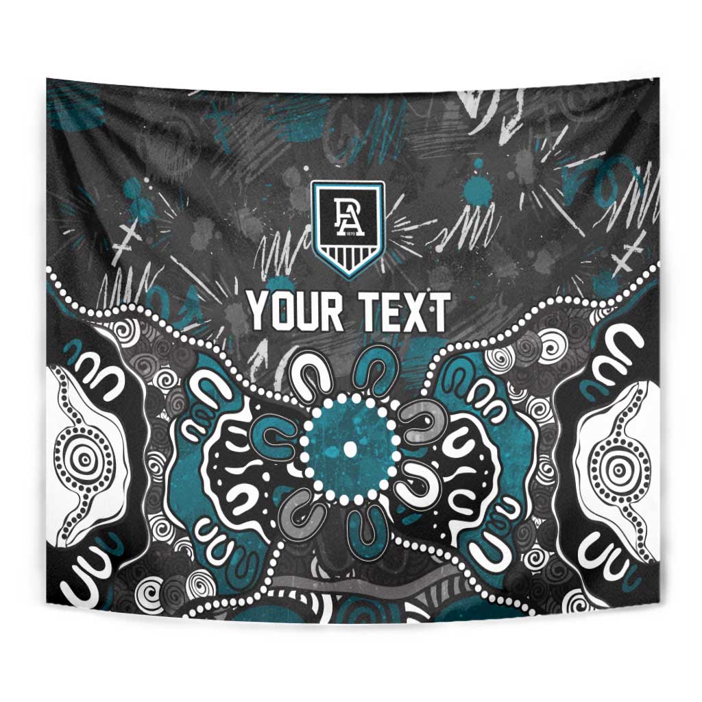 Personalized Port Adelaide Power Tapestry Aboriginal Dot Painting Graffiti Style