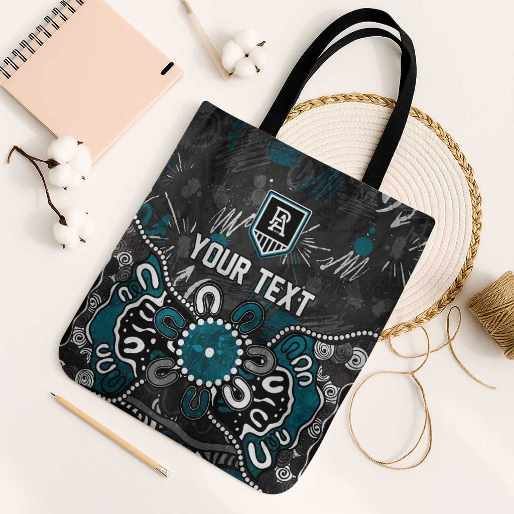 Personalized Port Adelaide Power Tote Bag Aboriginal Dot Painting Graffiti Style