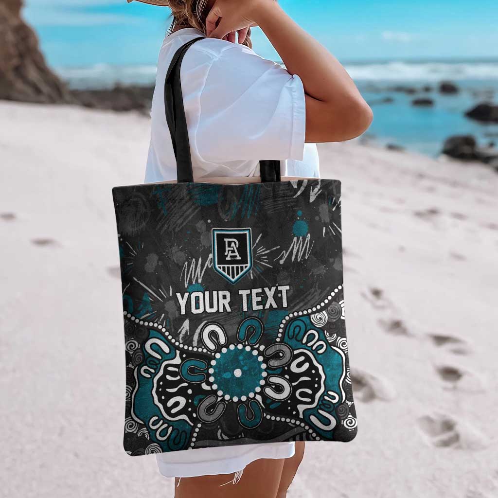 Personalized Port Adelaide Power Tote Bag Aboriginal Dot Painting Graffiti Style