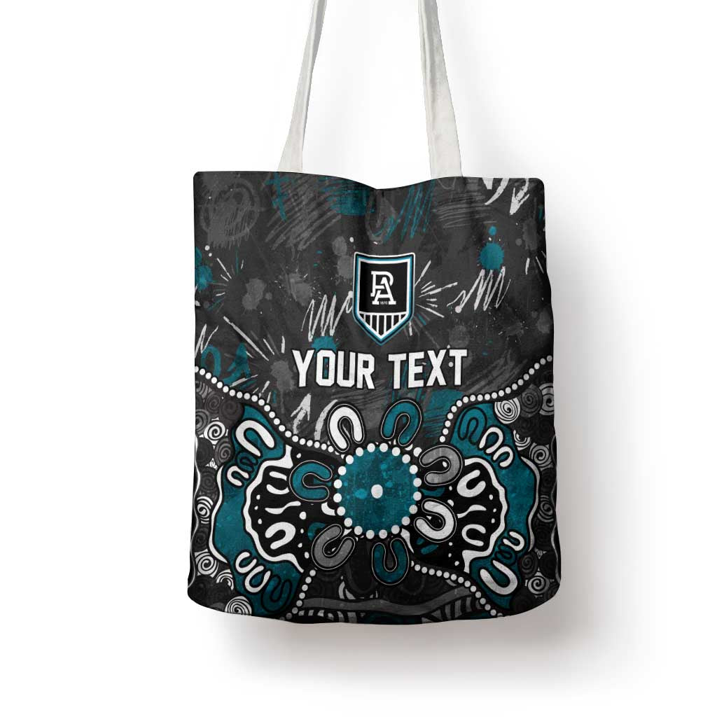 Personalized Port Adelaide Power Tote Bag Aboriginal Dot Painting Graffiti Style