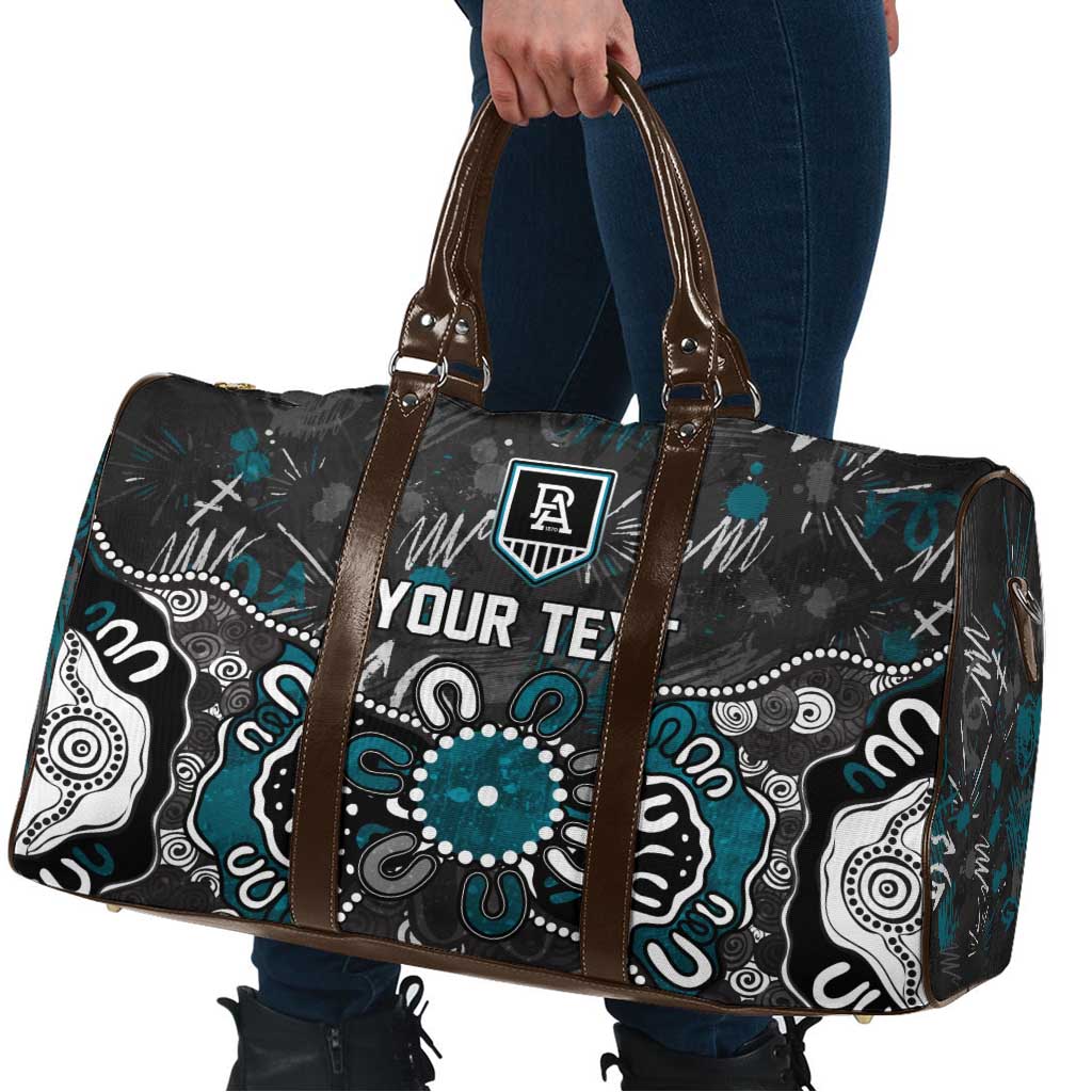 Personalized Port Adelaide Power Travel Bag Aboriginal Dot Painting Graffiti Style