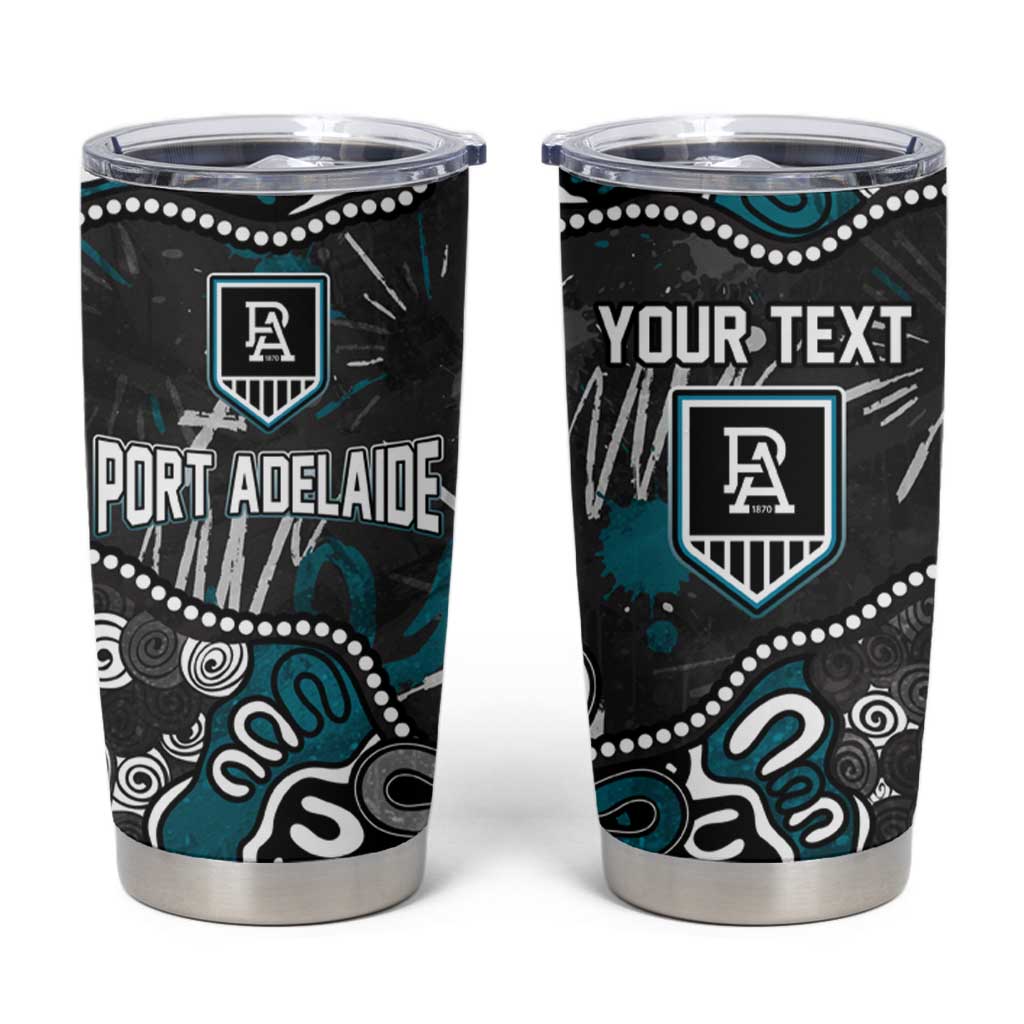 Personalized Port Adelaide Power Tumbler Cup Aboriginal Dot Painting Graffiti Style