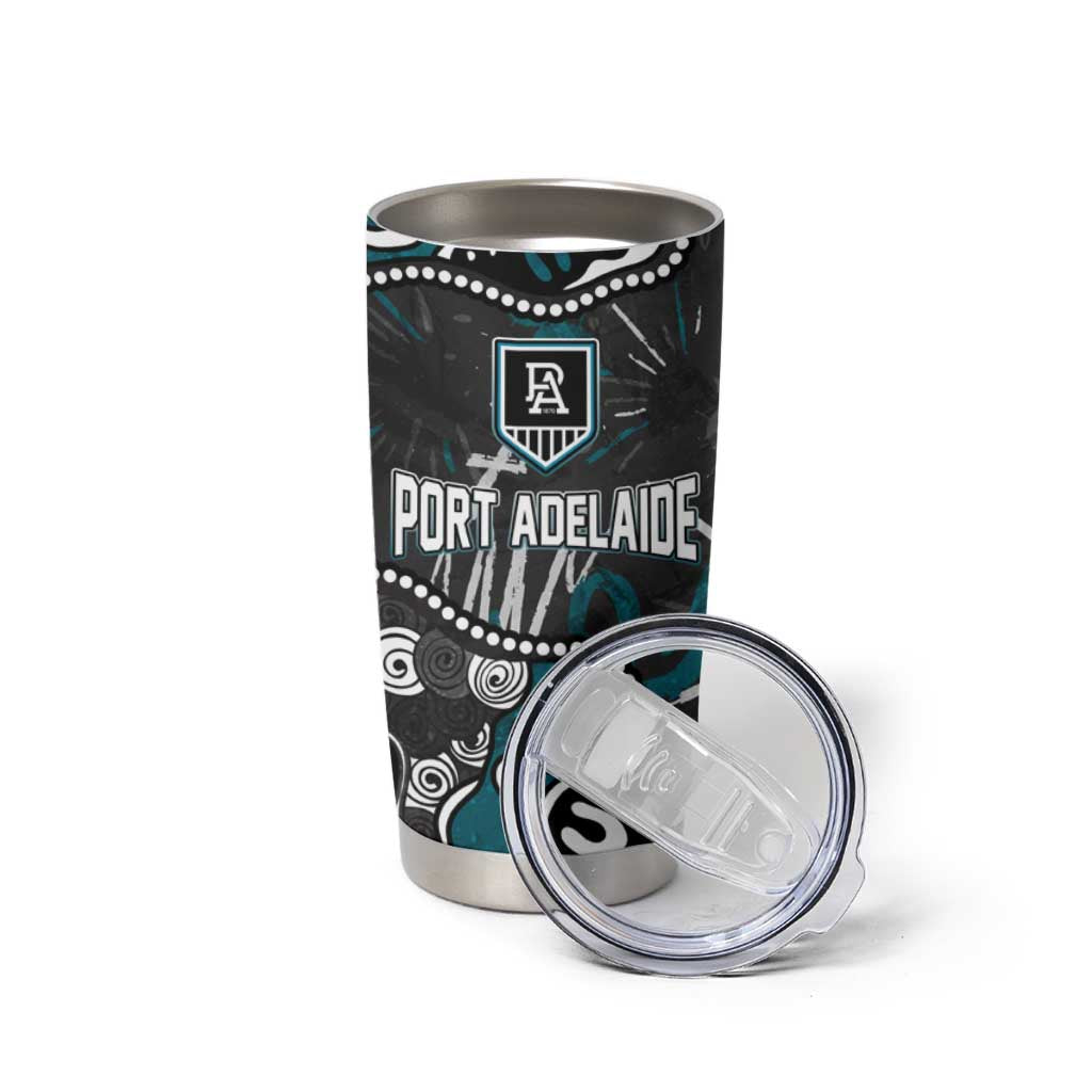 Personalized Port Adelaide Power Tumbler Cup Aboriginal Dot Painting Graffiti Style