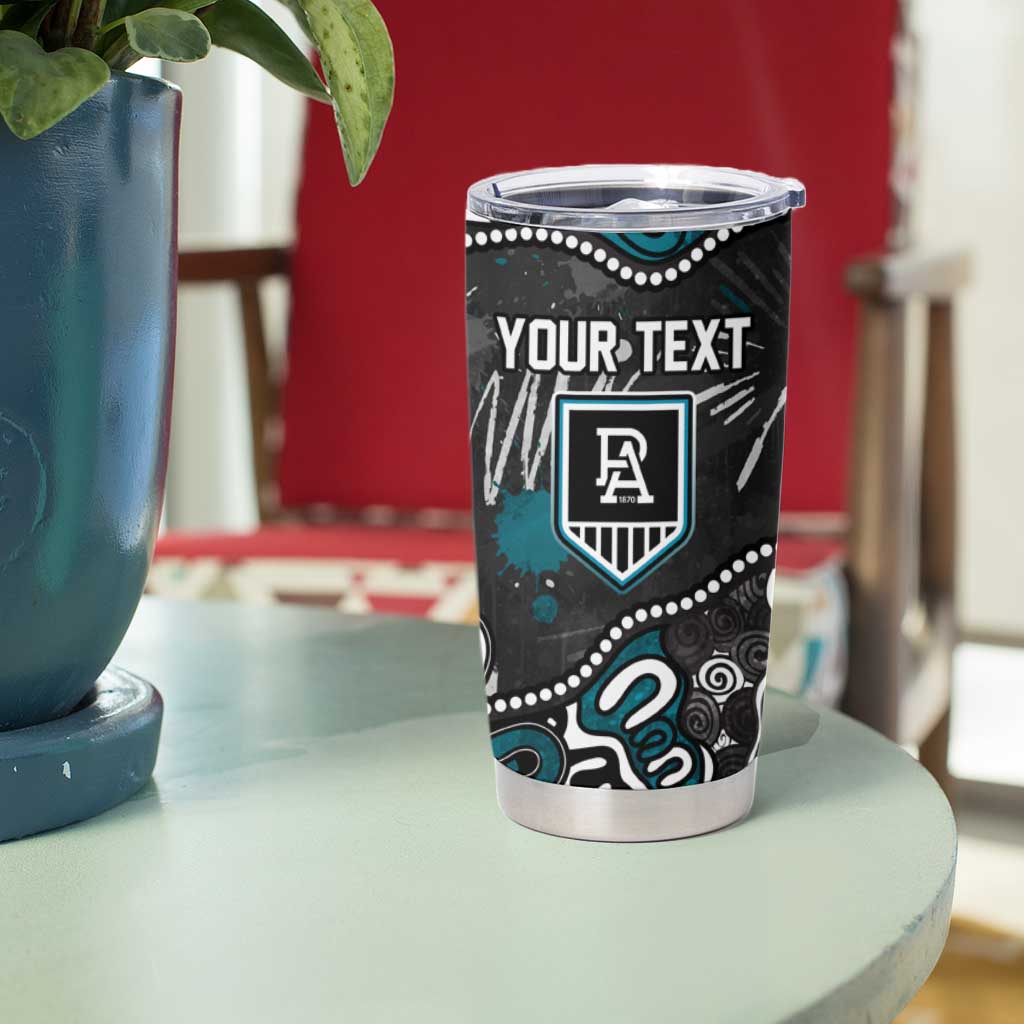 Personalized Port Adelaide Power Tumbler Cup Aboriginal Dot Painting Graffiti Style